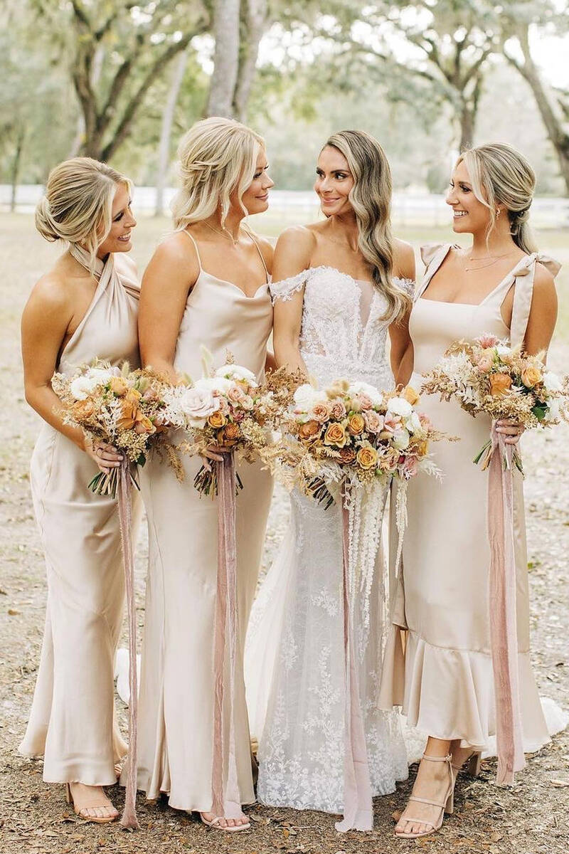 champagne colored bridesmaid dresses